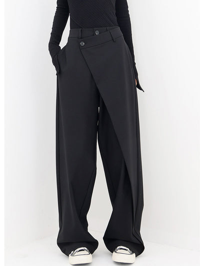 Pauline - Wide trousers with asymmetric and overlapping buttons