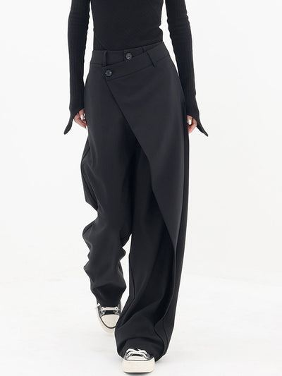 Pauline - Wide trousers with asymmetric and overlapping buttons