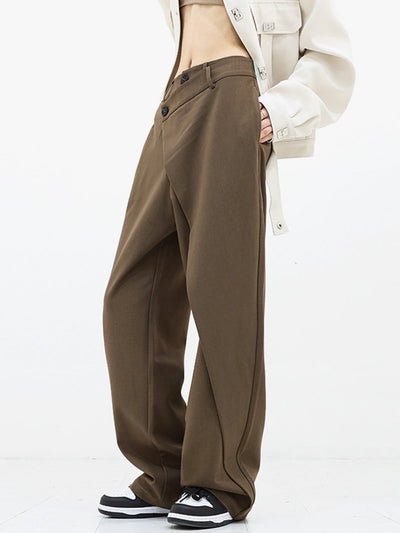 Pauline - Wide trousers with asymmetric and overlapping buttons
