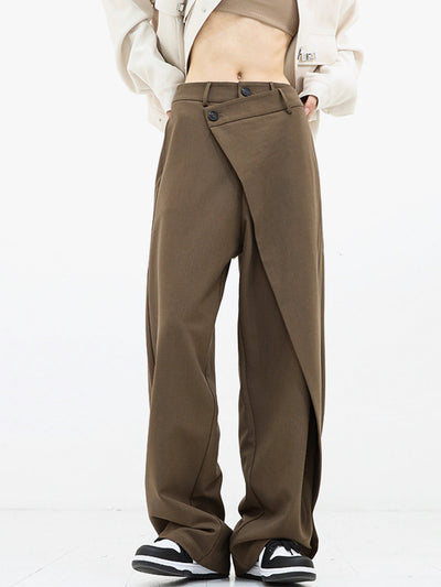 Pauline - Wide trousers with asymmetric and overlapping buttons