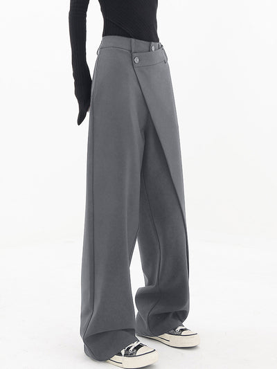 Pauline - Wide trousers with asymmetric and overlapping buttons