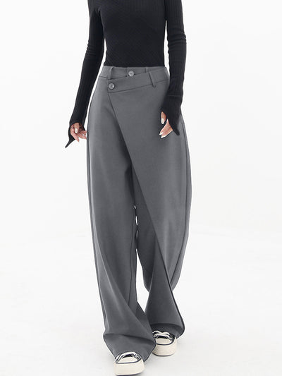 Pauline - Wide trousers with asymmetric and overlapping buttons