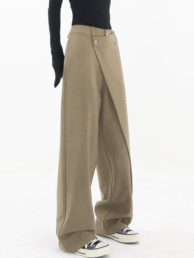 Pauline - Wide trousers with asymmetric and overlapping buttons