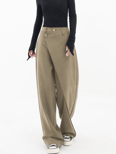 Pauline - Wide trousers with asymmetric and overlapping buttons