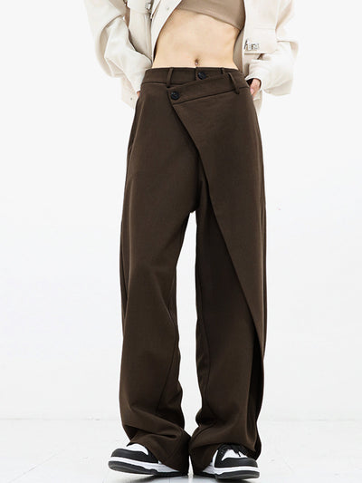 Pauline - Wide trousers with asymmetric and overlapping buttons