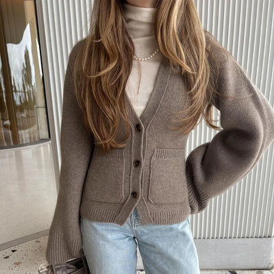 Loana - Cardigan for women with V-neck and buttons