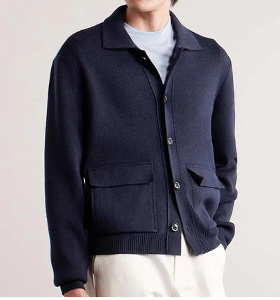 Beau - Men's cardigan with patch pockets