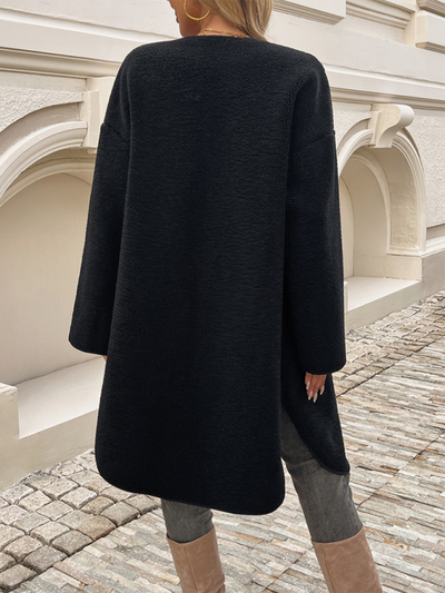 Noa - Knee-length women's cardigan coat with pockets